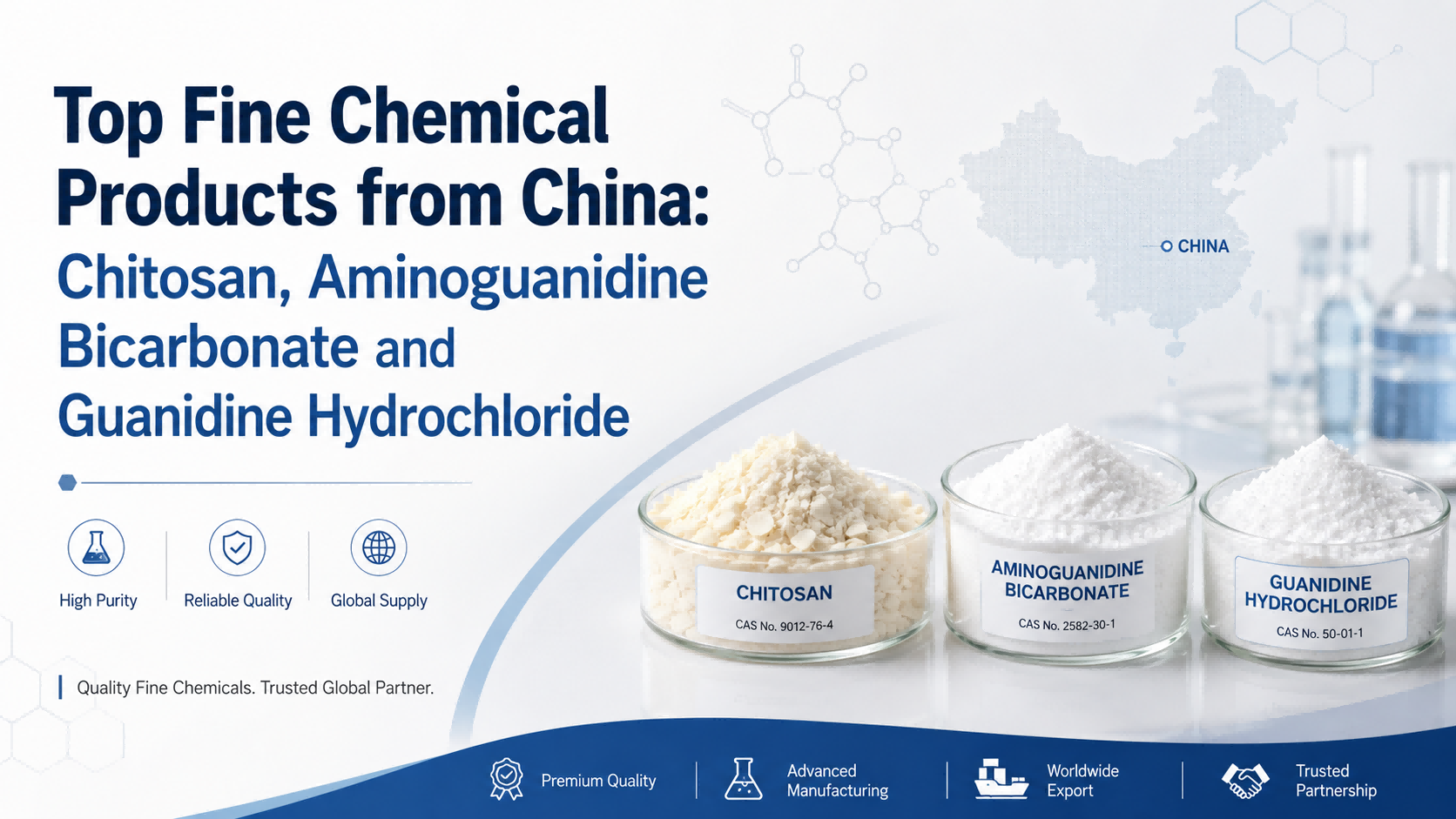 Principaux produits chimiques fins de Chine : chitosane, bicarbonate d'aminoguanidine et chlorhydrate de guanidine