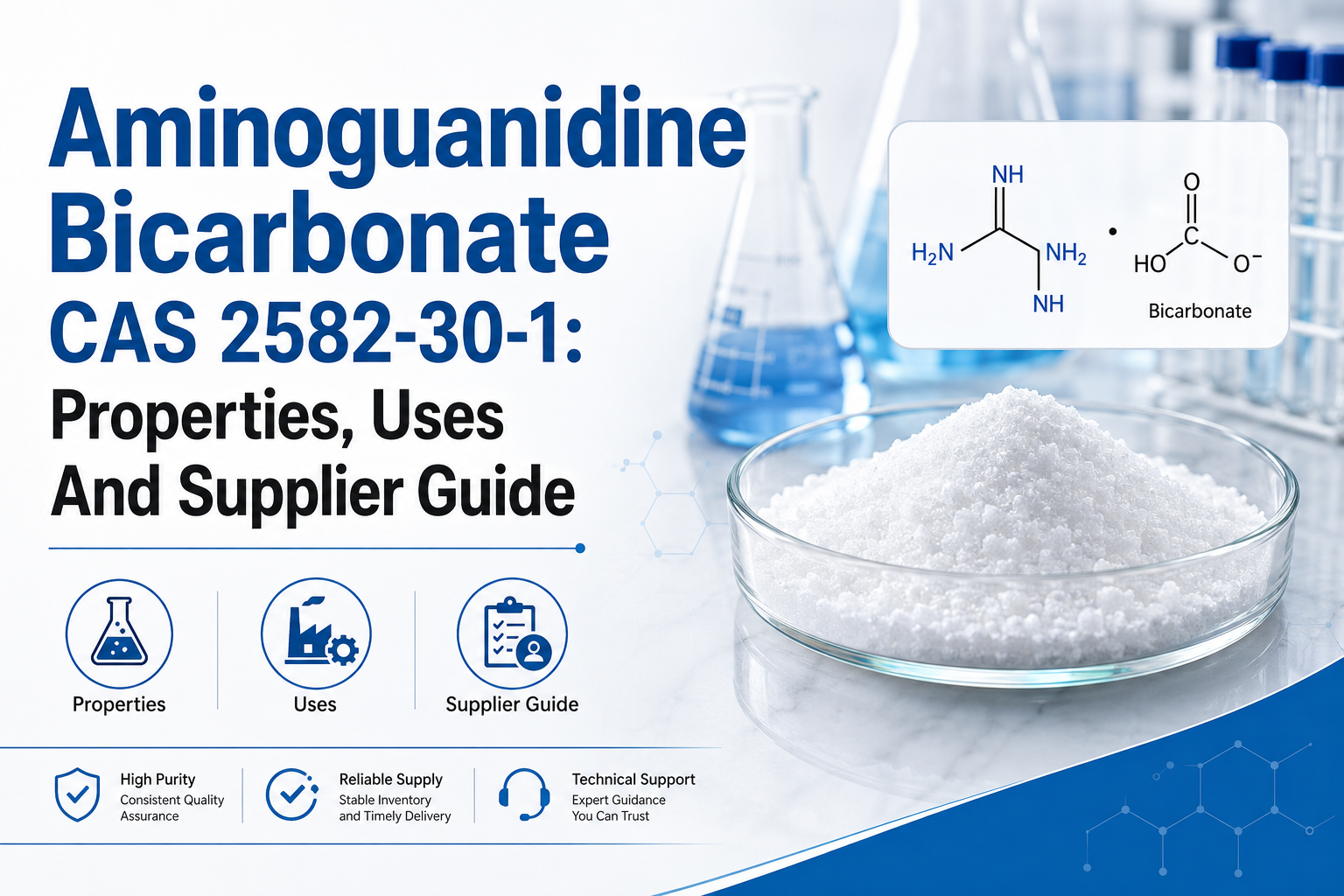Bicarbonate d'aminoguanidine CAS 2582-30-1 : propriétés, utilisations et guide du fournisseur
